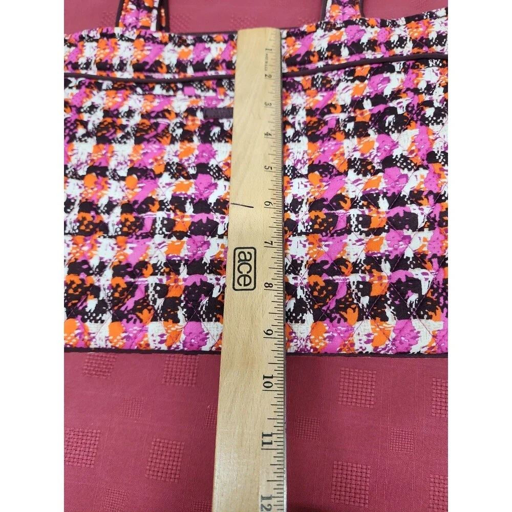 Vera Bradley Houndstooth Tweed Shoulder Tote Zip Closure Multicolor Grannycore